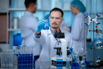 Wall Mural - medical science technology research in chemical laboratory, professional scientist working for exper
