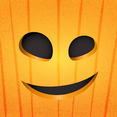 Aufkleber - Happy halloween pumpkin face on orange background.Paper art style vector illustration.