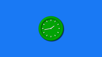 New green color 12 hours 3d wall clock isolated on aqua background,wall clock,3d wall clock