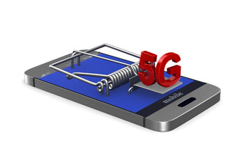 Wall Mural - 5g network on white background. Isolated 3D illustration