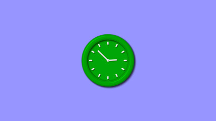 New green color 3d wall clock isolated on blue light background,3d wall clock