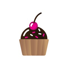 Canvas Print - cupcake with sprinkles and cherry toppings