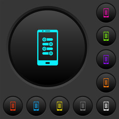 Sticker - Mobile fine tune dark push buttons with color icons