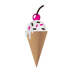 Sticker - Ice cream cone with sprinkles and cherry toppings