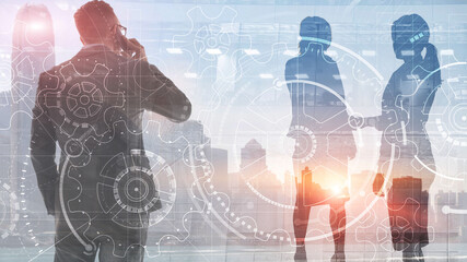 Wall Mural - teamwork gears of business concept 2021.