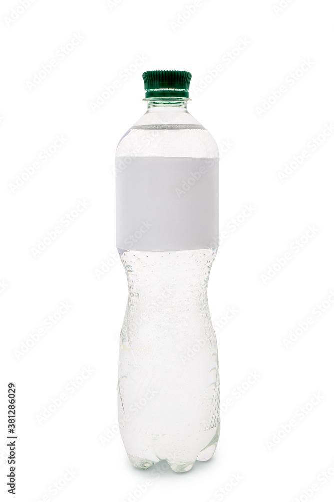Bottle of clean water on white background