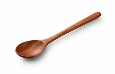 Wooden spoon placed on a white background