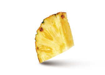 Wall Mural - Cut slice of natural ripe fresh pineappe fruit isolated on a white background.