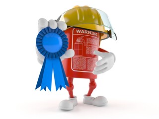 Poster - Fire extinguisher character with award ribbon