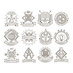 Wall Mural - Set of university logo element icons