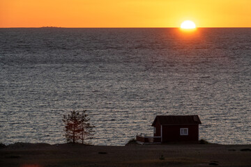 Wall Mural - Beaches and dunes of Hiekkäsärki beach in Kalajoki, Finland, during sunset