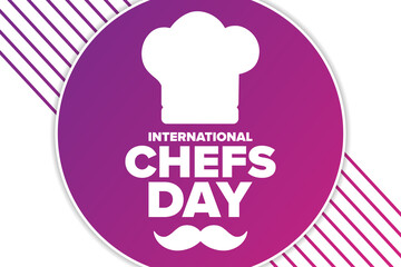 International Chefs Day. October 20. Holiday concept. Template for background, banner, card, poster with text inscription. Vector EPS10 illustration.