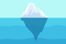 Iceberg Floating In Ocean. Arctic Water, Sea Underwater With Berg And Freezing Light. Polar Or Antarctica Melting Mountain Vector Landscape. Illustration Arctic Ice Berg, Freeze Antarctica In Ocean