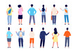 © MicroOne - People back view. Man standing, isolated persons from backs. Flat office team backside, diverse young male female casual vector characters. Backside various people, human group standing illustration