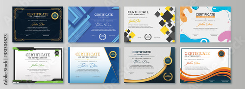 Appreciation & Achievement Certificate Template Design in Eight Options. © Abdul Qaiyoom