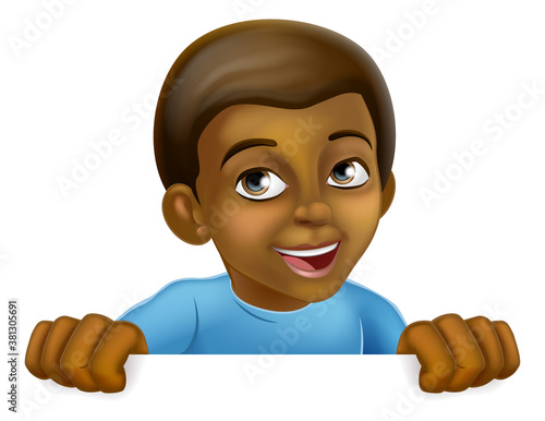 A young black little boy ca...