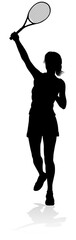 A tennis player woman silhouette sports person design element