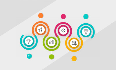 Wall Mural - presentation business infographic icons with six steps on light grey background.