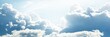© Aastels - Clear blue sky with glowing white cumulus clouds after thunderstorm. Dramatic cloudscape. Concept art, meteorology, ecology, climate change, heaven, hope, peace, graphic resources. Panoramic view