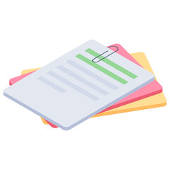 Wall Mural - official documents in isometric vector, office files icon