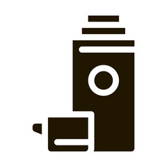 Sticker - Camping Thermos with Drink glyph icon vector. Camping Thermos with Drink Sign. isolated symbol illustration