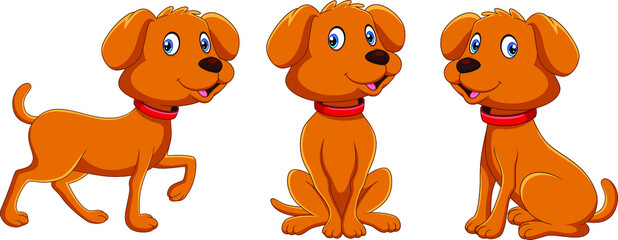 Wall Mural - Illustration of cartoon dog collection set