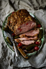 Canvas Print - Roasted pork loin .style rustic