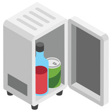 
Room Refrigerator Isometric Icon Design, Mini Bar  
