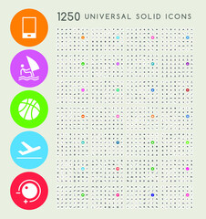 Wall Mural - Set of 1250 High Quality Solid Icons . Isolated Vector Elements