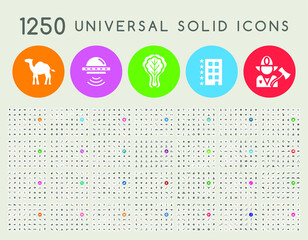 Wall Mural - set of 1250 high quality solid icons . isolated vector elements