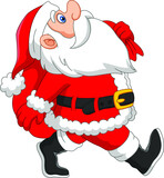 Fototapeta  - Santa Claus running with sack of gifts