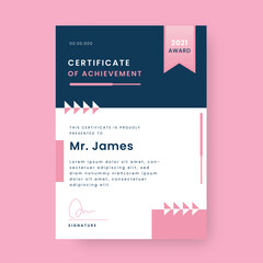 Canvas Print - Editable Certificate Of Achievement Template Design in White and Blue Color.