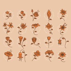 Sticker - set of flower icons