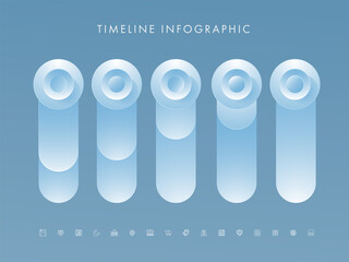 Wall Mural - presentation business infographic timeline template design with glossy five options and line art ico