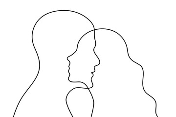 Wall Mural - Relationships between man and woman poster, interpersonal communication