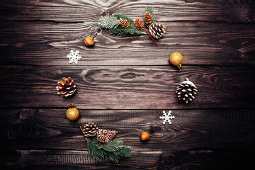 Wall Mural - round frame of branch christmas tree