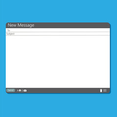 Email window. Blank message template. Browser screen. Isolated PC interface. Vector illustration. Stock image.