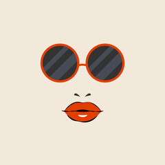 Wall Mural - Beautiful girl in sunglasses logo. Summer icon