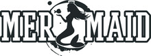 Mermaid Logotype Monochrome Template Isolated On White Background. Mermaid Logo Design. Vector Vintage Illustration. T-shirt Design. Clothing Design.