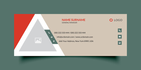 Wall Mural - corporate email signature template with an author photo place modern layout