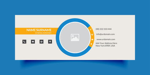 Wall Mural - Company email signature template with an author photo place modern layout minimal background
