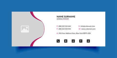 Wall Mural - Business email signature template with an author photo place modern layout minimal background