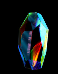 Wall Mural - mineral stone texture, abstract gemstone isolated on black, iridescent crystal, 3d rendering
