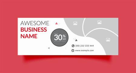 Wall Mural - creative business banner template for facebook cover page or web ad with photo place modern layout