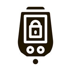 Sticker - Secure Alarm Padlock glyph icon vector. Secure Alarm Padlock Sign. isolated symbol illustration