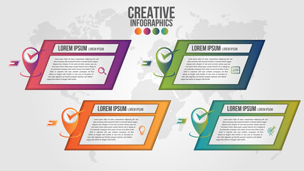 Wall Mural - infographic modern timeline design vector template for business with 4 steps or options illustrate a
