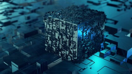 Wall Mural - data stream futuristic virtual smart computer network blockchain security technology 3d video backgr