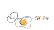 World egg day simple web banner, background. One continuous line drawing with text Egg Day.