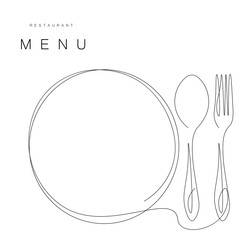 Wall Mural - Menu restaurant background with fork and spoon. Vector illustration