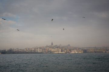 Sticker - View of city and the Sea in the fog. Istanbul. Turkey.